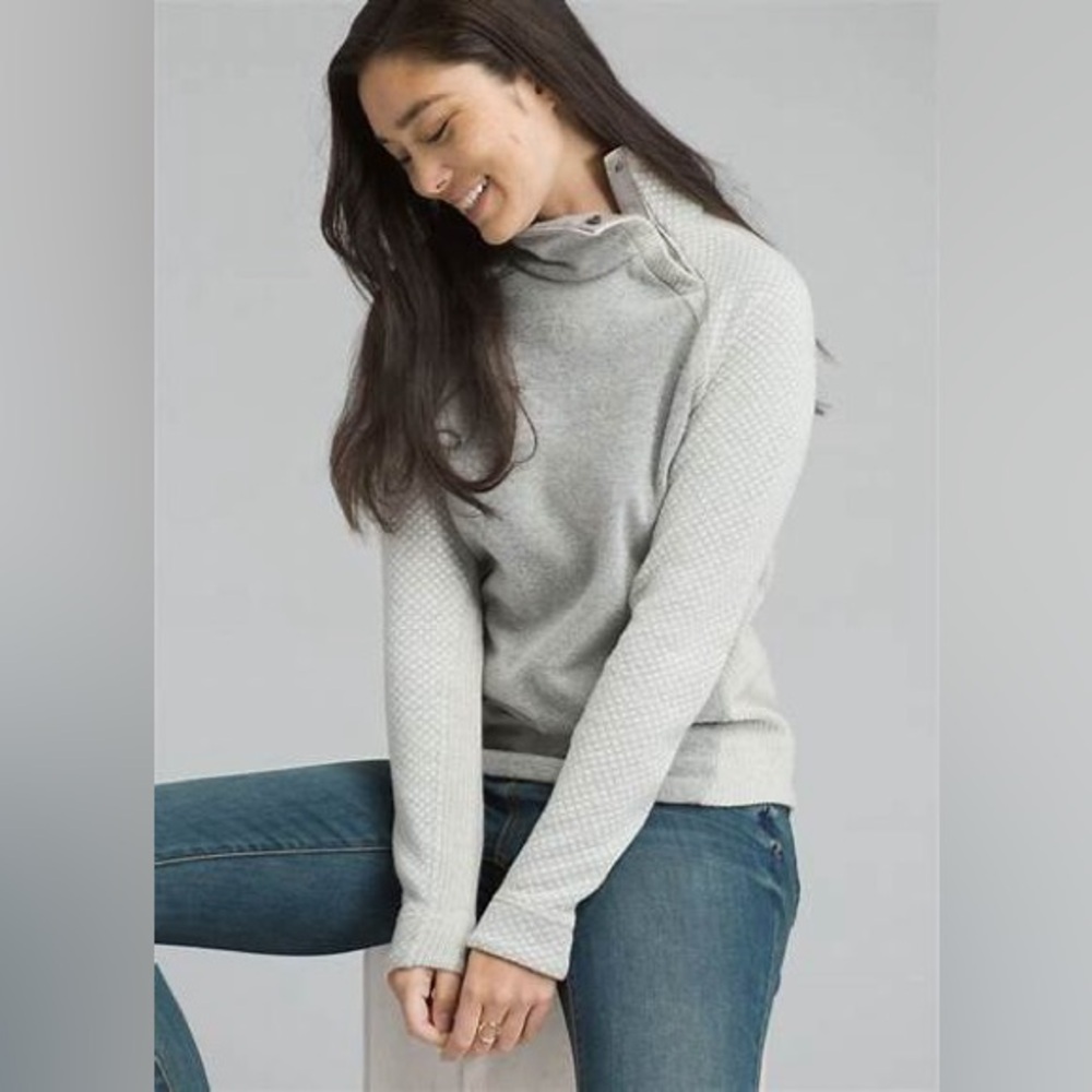Prana Brandie Wool Sweater Snap Button Collar